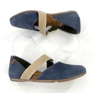 El Naturalista Stella Pleasant Blue Suede Leather MaryJane Flat Comfort Shoes 37